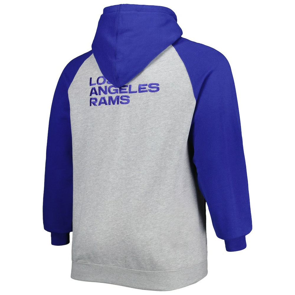 NFL Los Angeles Rams Big & Tall Fleece Raglan Full-Zip Hoodie Jacket
