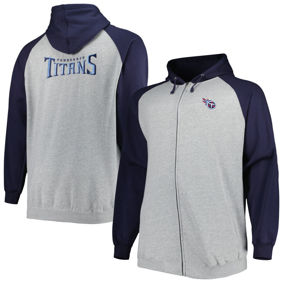 NFL Tennessee Titans Big & Tall Fleece Raglan Full-Zip Hoodie Jacket