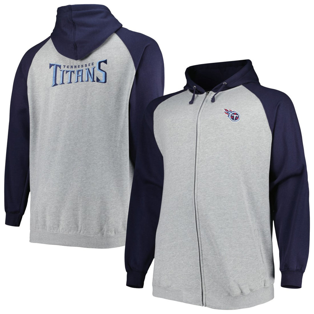 NFL Tennessee Titans Big & Tall Fleece Raglan Full-Zip Hoodie Jacket