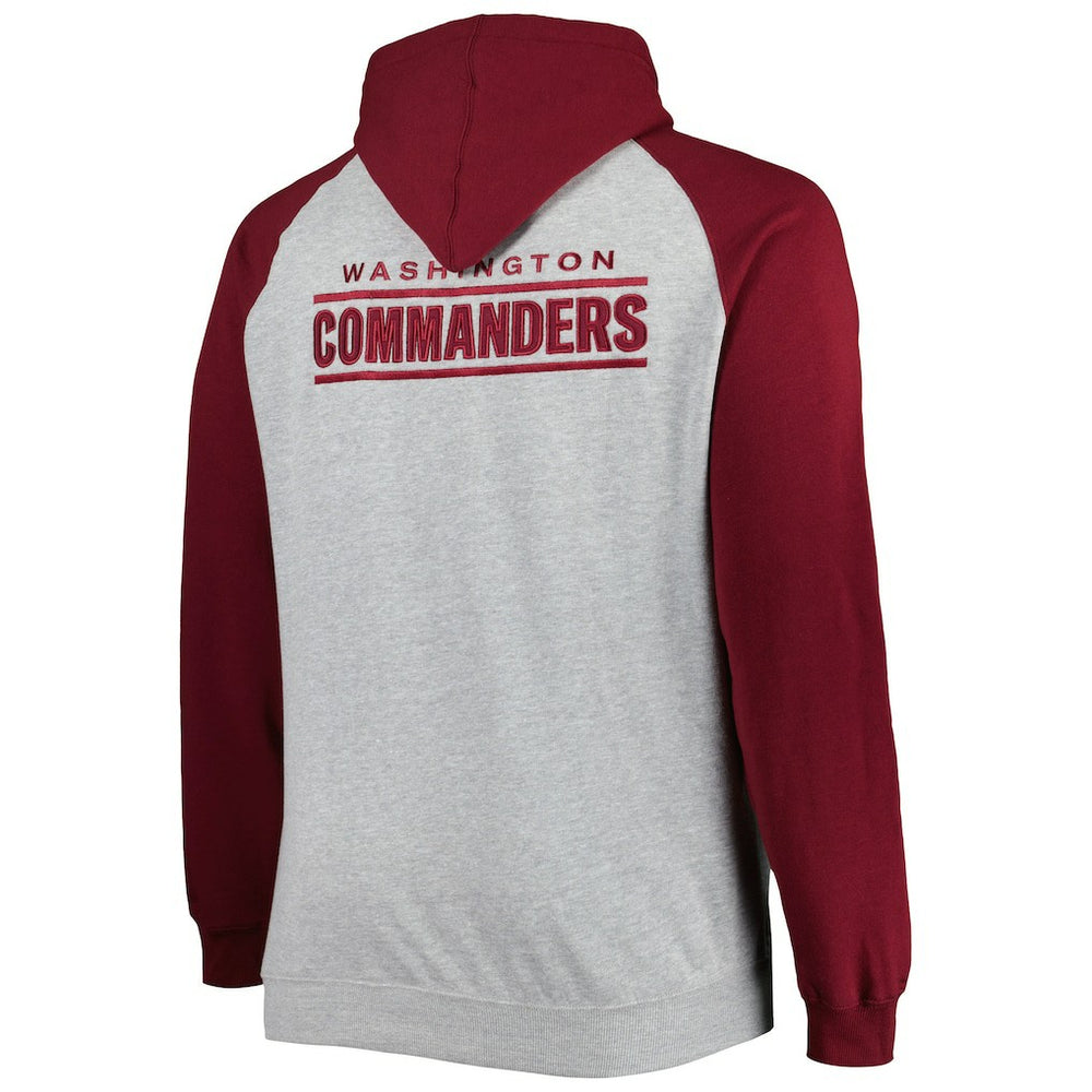 NFL Washington Commanders Big & Tall Fleece Raglan Full-Zip Hoodie Jacket