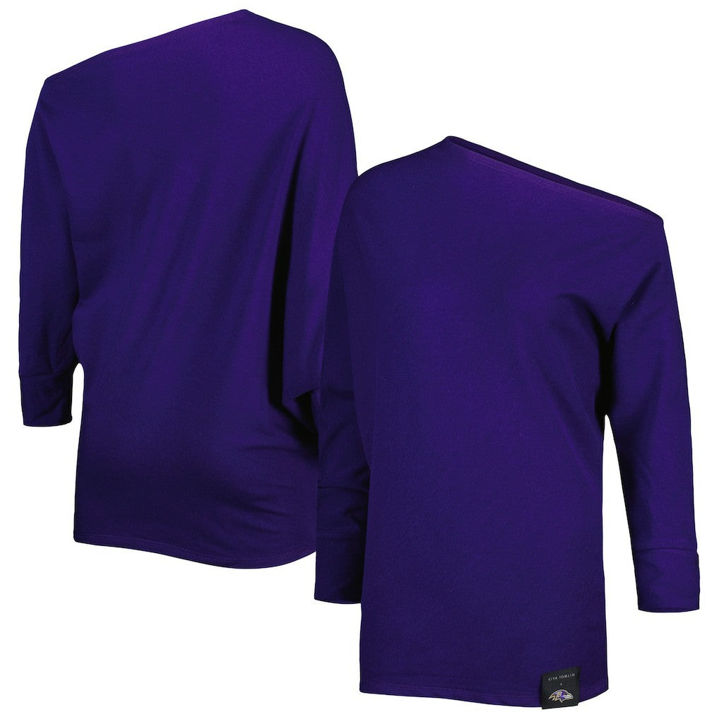 NFL Baltimore Ravens KIYA TOMLIN Women's Twisted Tri-Blend Asymmetrical 3/4-Dolman Sleeve Sweatshirt