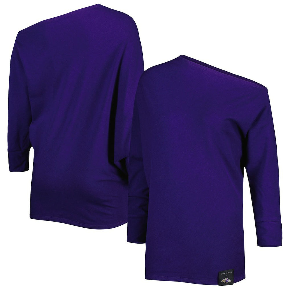 NFL Baltimore Ravens KIYA TOMLIN Women's Twisted Tri-Blend Asymmetrical 3/4-Dolman Sleeve Sweatshirt