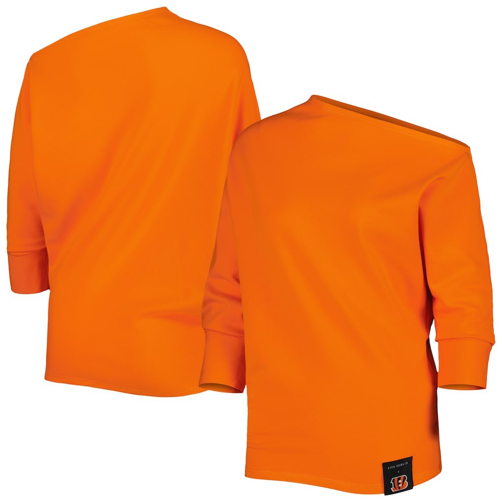 NFL Cincinnati Bengals KIYA TOMLIN Women's Twisted Tri-Blend Asymmetrical 3/4-Dolman Sleeve Sweatshirt