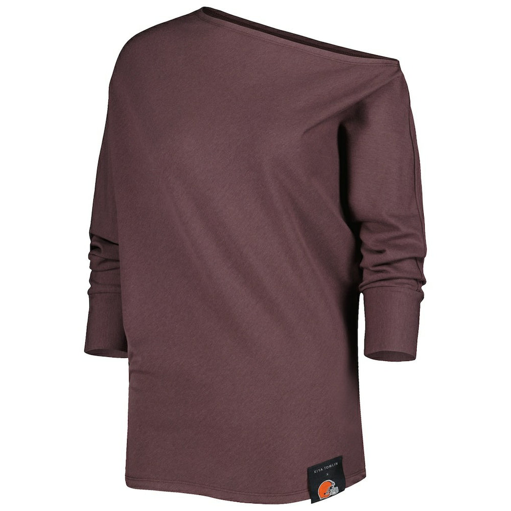 NFL Cleveland Browns KIYA TOMLIN Women's Twisted Tri-Blend Asymmetrical 3/4-Dolman Sleeve Sweatshirt