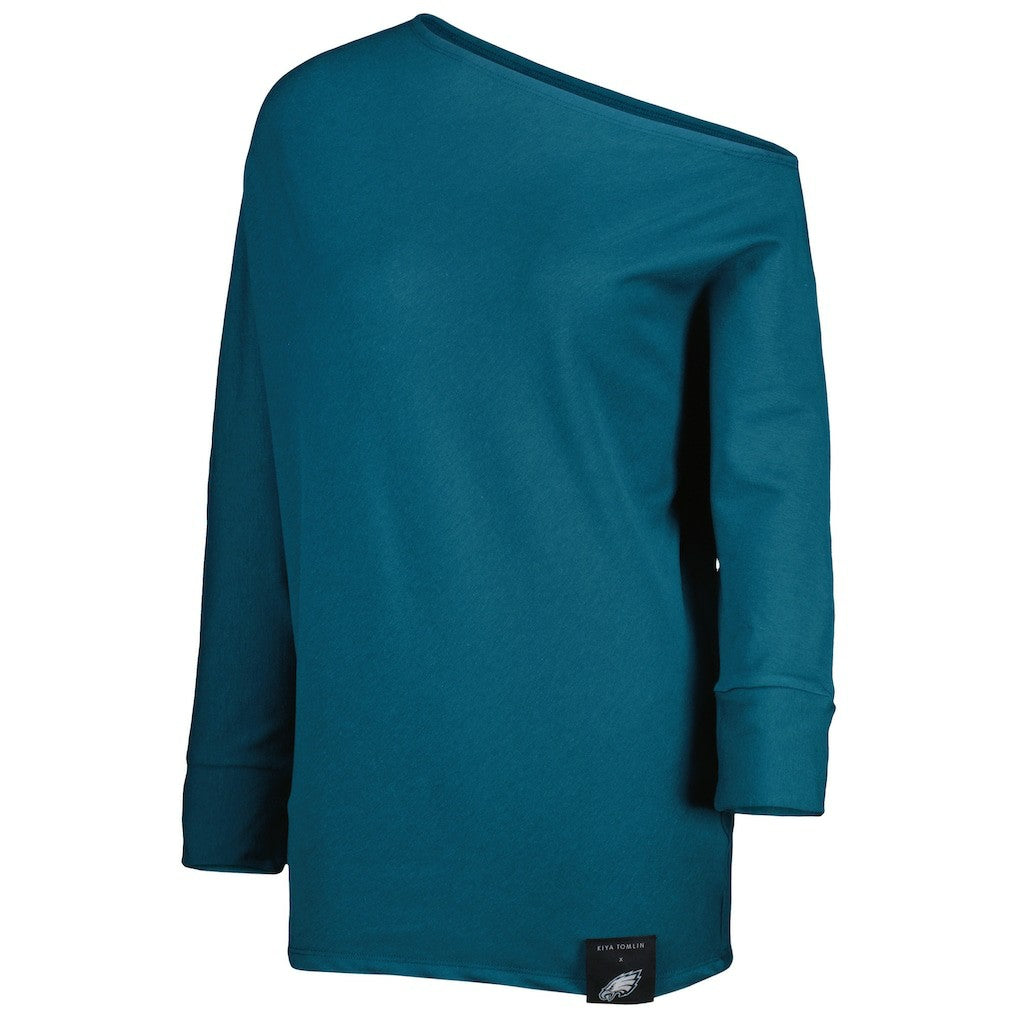 NFL Philadelphia Eagles KIYA TOMLIN Women's Twisted Tri-Blend Asymmetrical 3/4-Dolman Sleeve Sweatshirt