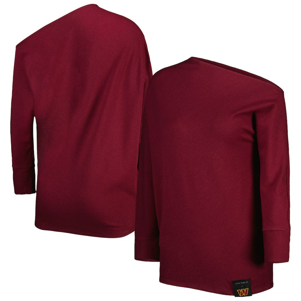 NFL Washington Commanders KIYA TOMLIN Women's Twisted Tri-Blend Asymmetrical 3/4-Dolman Sleeve Sweatshirt