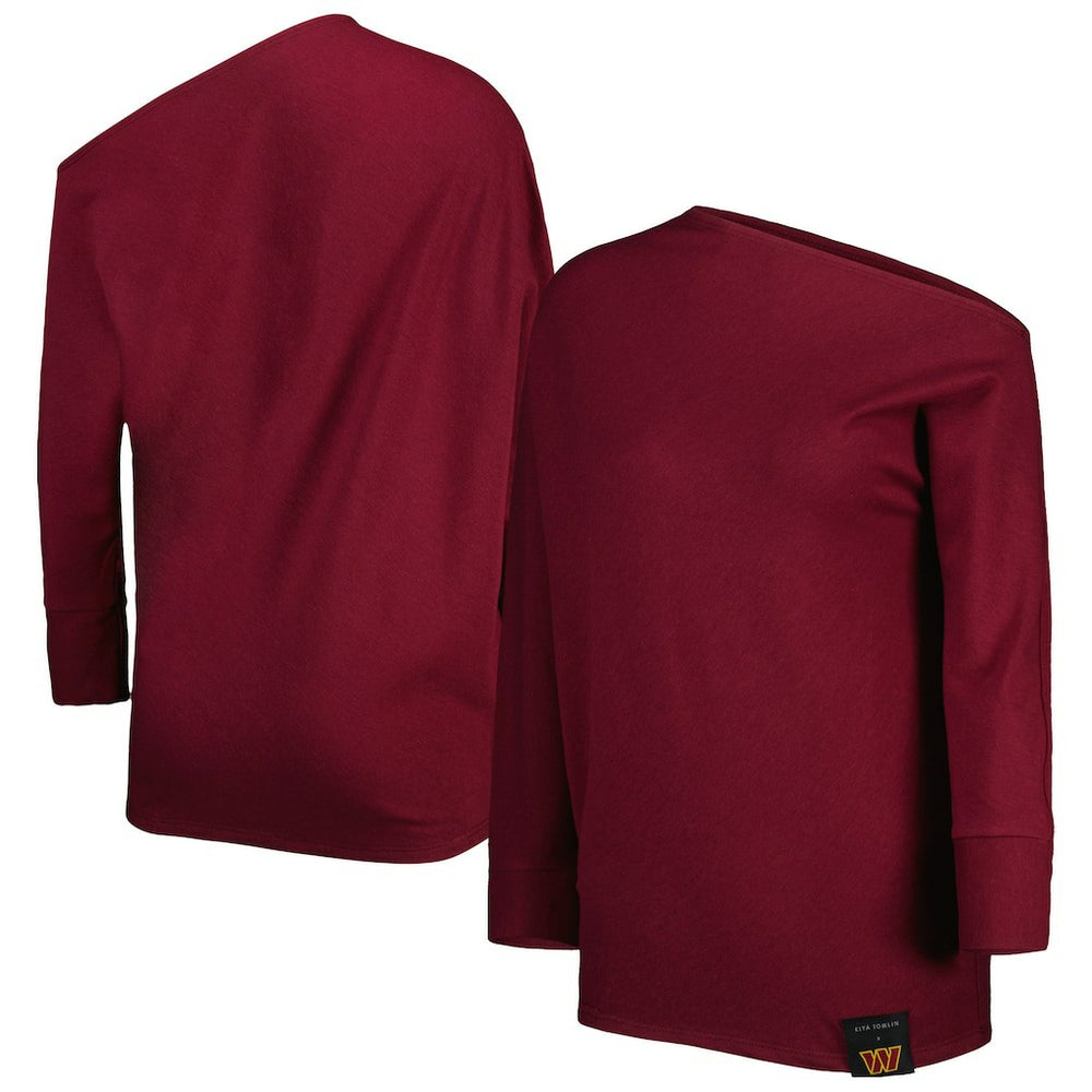 NFL Washington Commanders KIYA TOMLIN Women's Twisted Tri-Blend Asymmetrical 3/4-Dolman Sleeve Sweatshirt