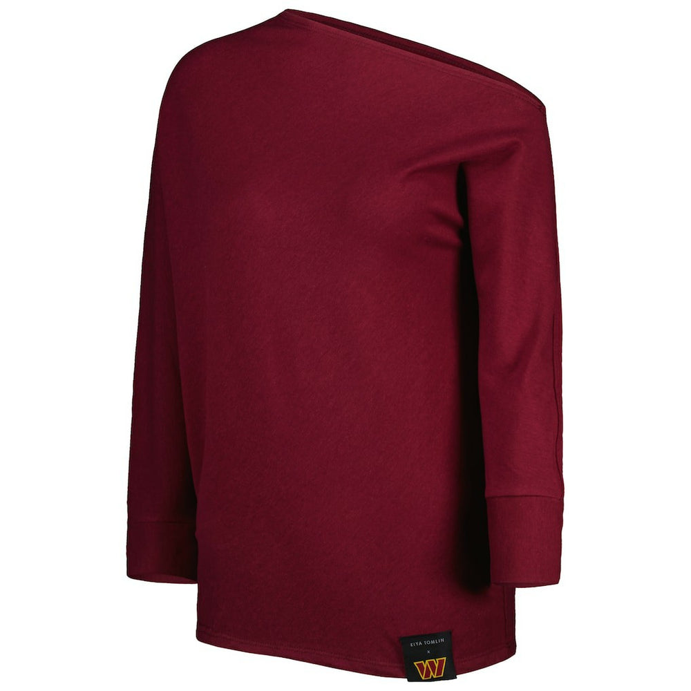 NFL Washington Commanders KIYA TOMLIN Women's Twisted Tri-Blend Asymmetrical 3/4-Dolman Sleeve Sweatshirt