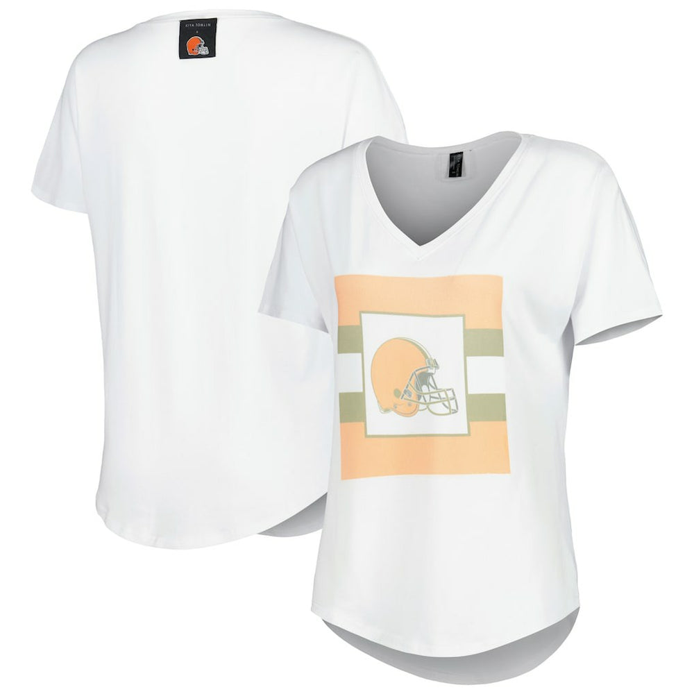 NFL Cleveland Browns KIYA TOMLIN Women's Tri-Blend V-Neck T-Shirt