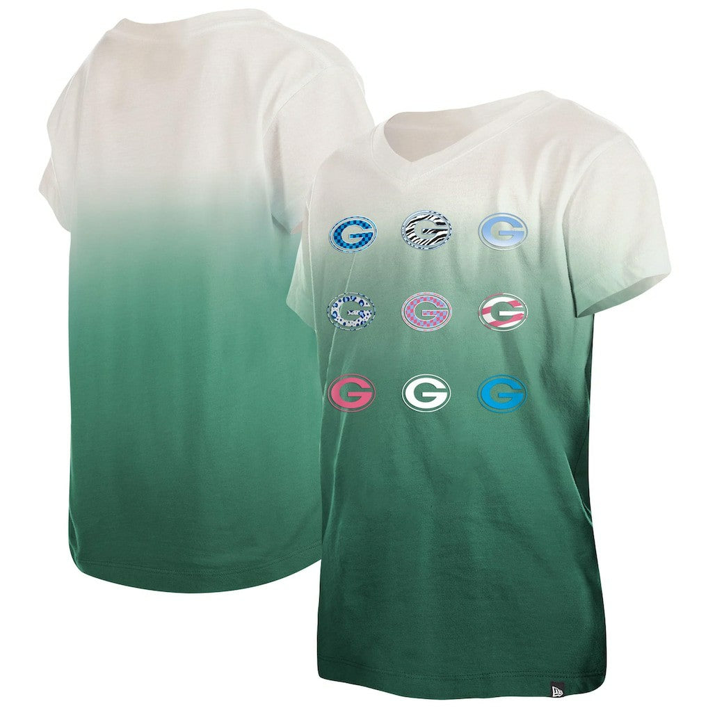 NFL Green Bay Packers Youth Multi Logo Ombre V-Neck T-Shirt