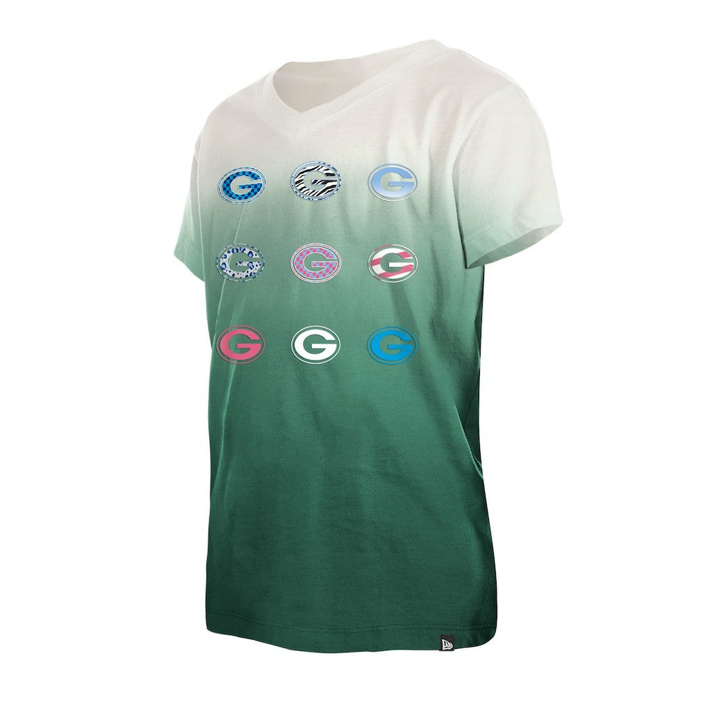NFL Green Bay Packers Youth Multi Logo Ombre V-Neck T-Shirt