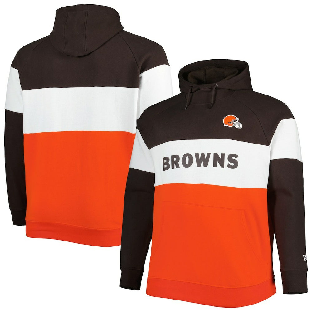 NFL Cleveland Browns Big & Tall Current Team Colorblock Fleece Raglan Pullover Hoodie