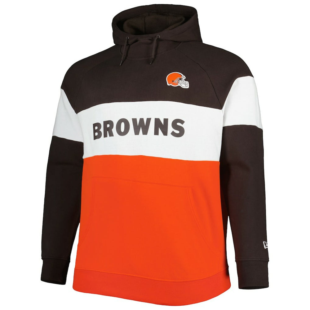 NFL Cleveland Browns Big & Tall Current Team Colorblock Fleece Raglan Pullover Hoodie