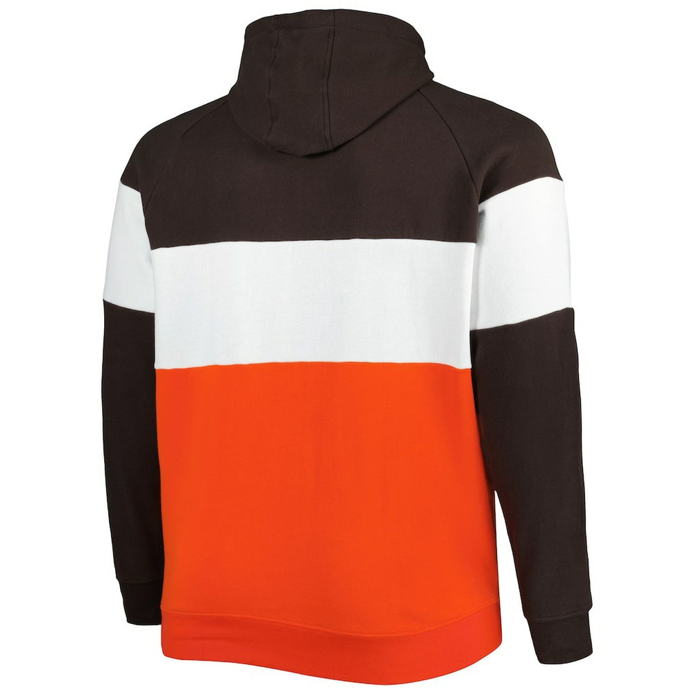 NFL Cleveland Browns Big & Tall Current Team Colorblock Fleece Raglan Pullover Hoodie