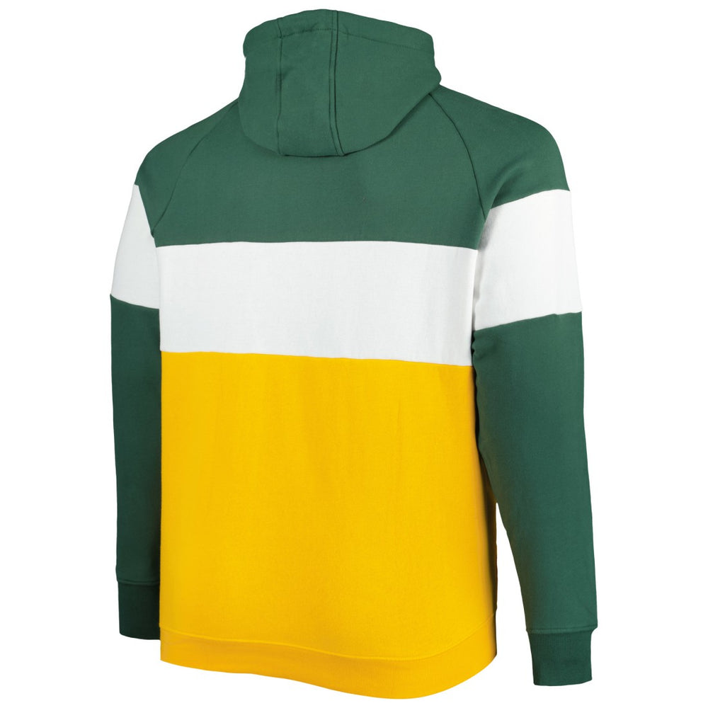 NFL Green Bay Packers Big & Tall Current Team Colorblock Fleece Raglan Pullover Hoodie