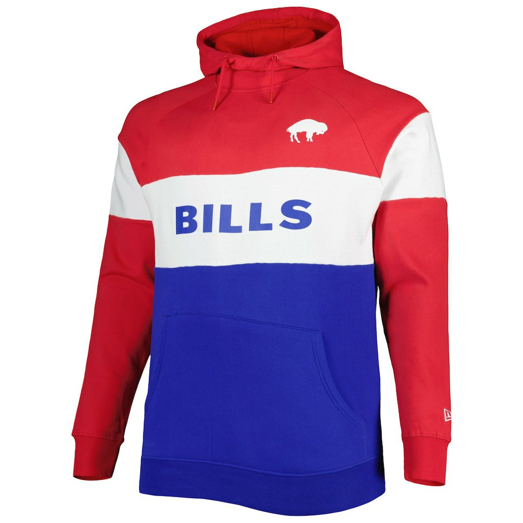 NFL Buffalo Bills Big & Tall Throwback Colorblock Fleece Raglan Pullover Hoodie