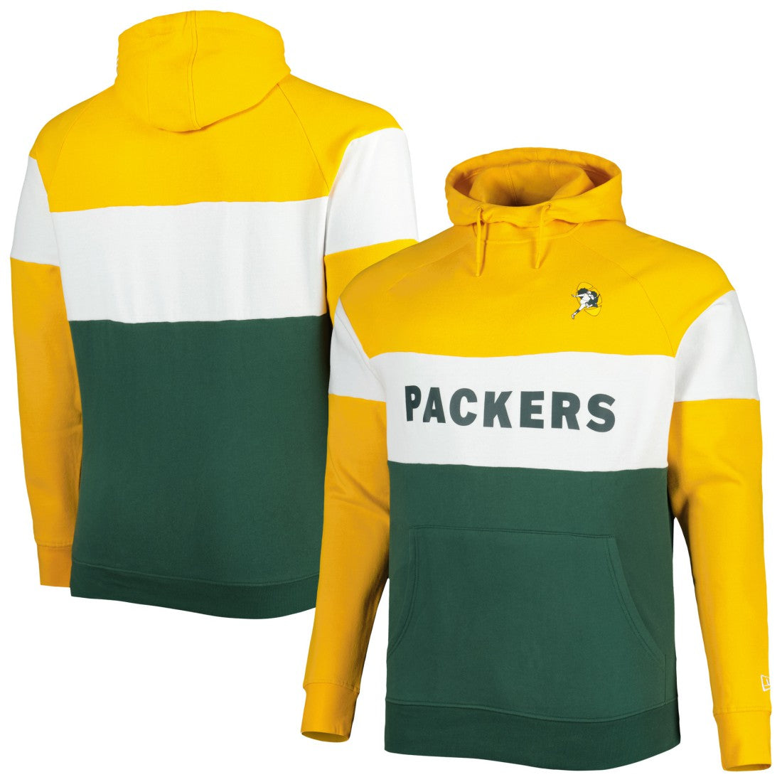 NFL Green Bay Packers Big & Tall Throwback Colorblock Fleece Raglan Pullover Hoodie