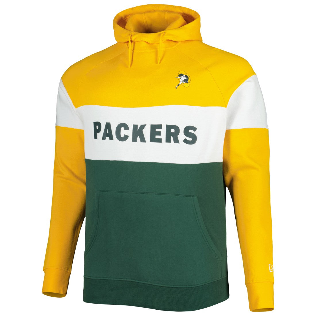 NFL Green Bay Packers Big & Tall Throwback Colorblock Fleece Raglan Pullover Hoodie