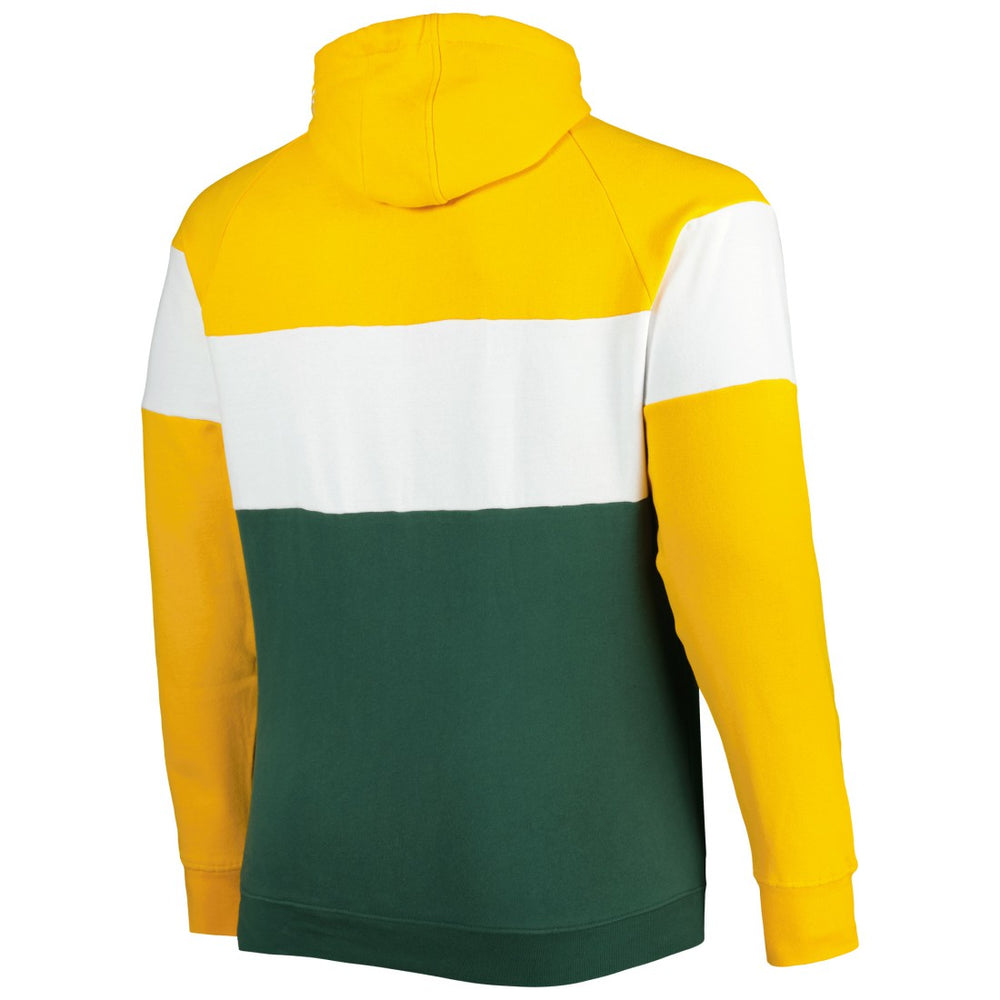 NFL Green Bay Packers Big & Tall Throwback Colorblock Fleece Raglan Pullover Hoodie