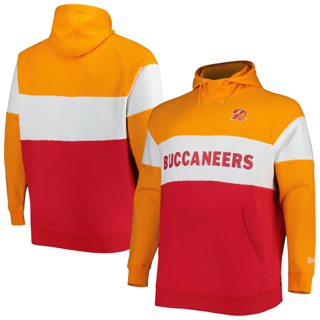 NFL Tampa Bay Buccaneers Big & Tall Throwback Colorblock Fleece Raglan Pullover Hoodie