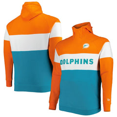 NFL Miami Dolphins Big & Tall Throwback Colorblock Raglan Pullover Hoodie