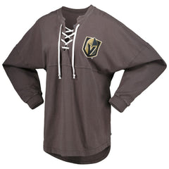 Vegas Golden Knights Fanatics Women's Spirit Lace-Up V-Neck Long Sleeve Jersey T-Shirt