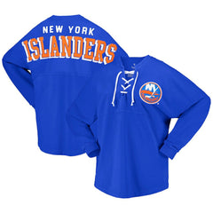 New York Islanders Fanatics Women's Spirit Lace-Up V-Neck Long Sleeve Jersey T-Shirt