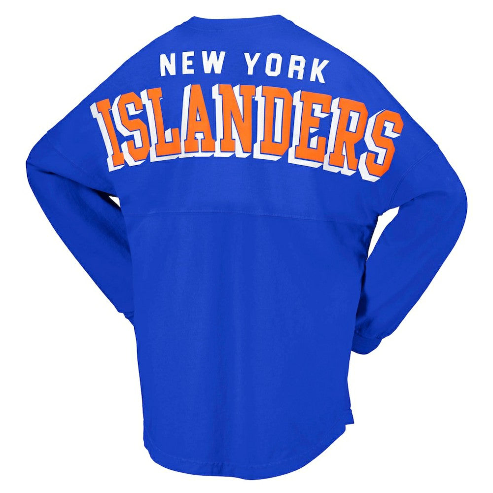 New York Islanders Fanatics Women's Spirit Lace-Up V-Neck Long Sleeve Jersey T-Shirt