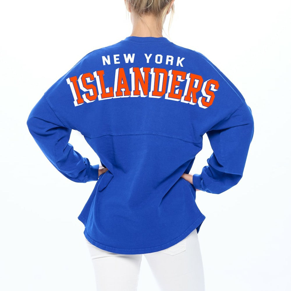 New York Islanders Fanatics Women's Spirit Lace-Up V-Neck Long Sleeve Jersey T-Shirt