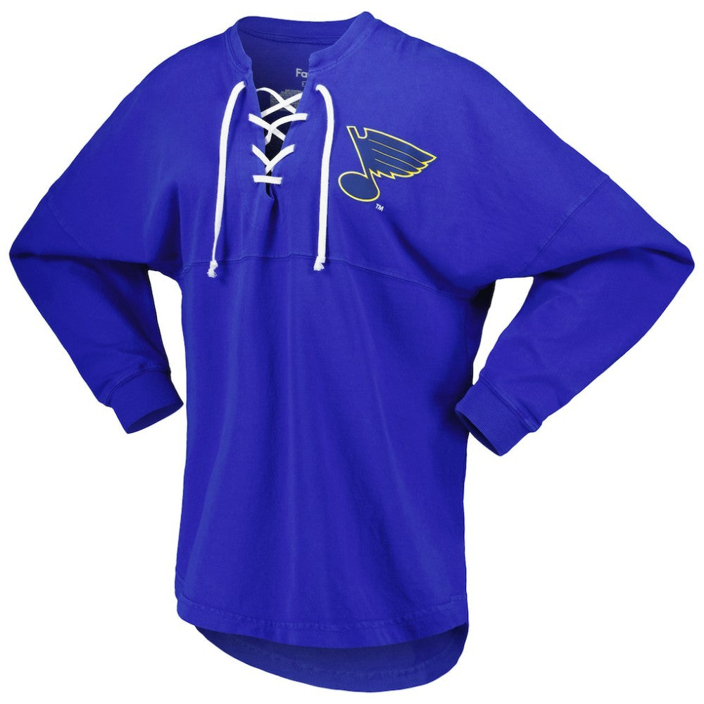 St. Louis Blues Fanatics Women's Spirit Lace-Up V-Neck Long Sleeve Jersey T-Shirt