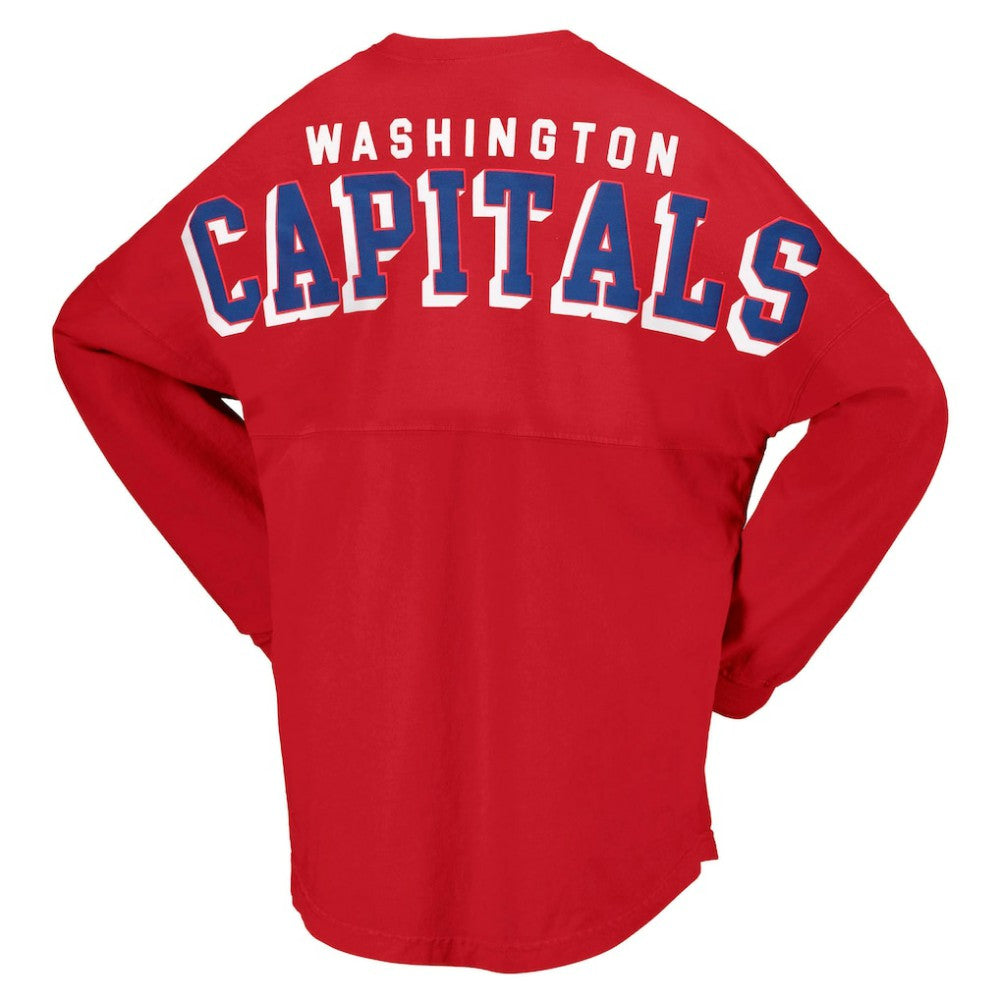 Washington Capitals Fanatics Women's Spirit Lace-Up V-Neck Long Sleeve Jersey T-Shirt