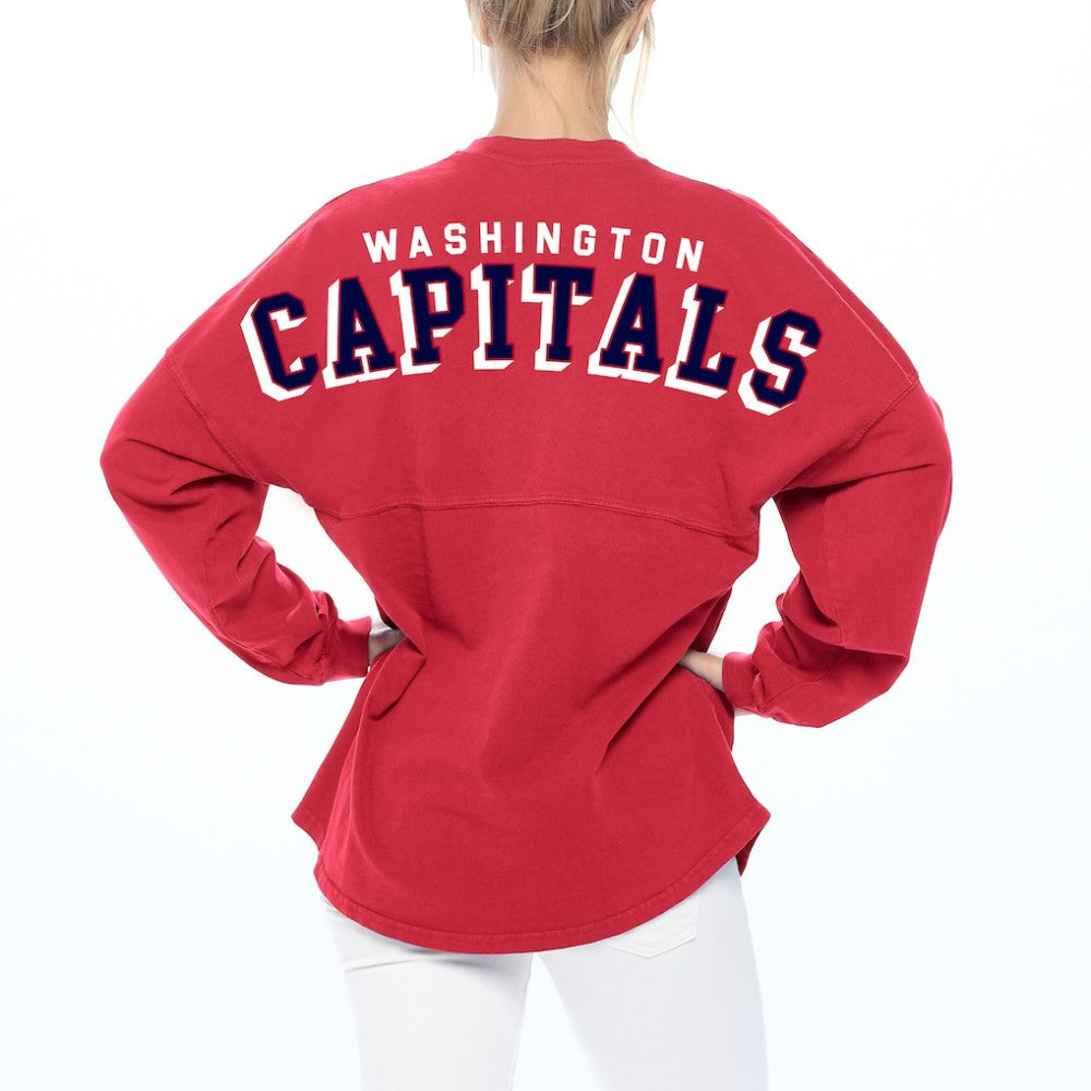 Washington Capitals Fanatics Women's Spirit Lace-Up V-Neck Long Sleeve Jersey T-Shirt