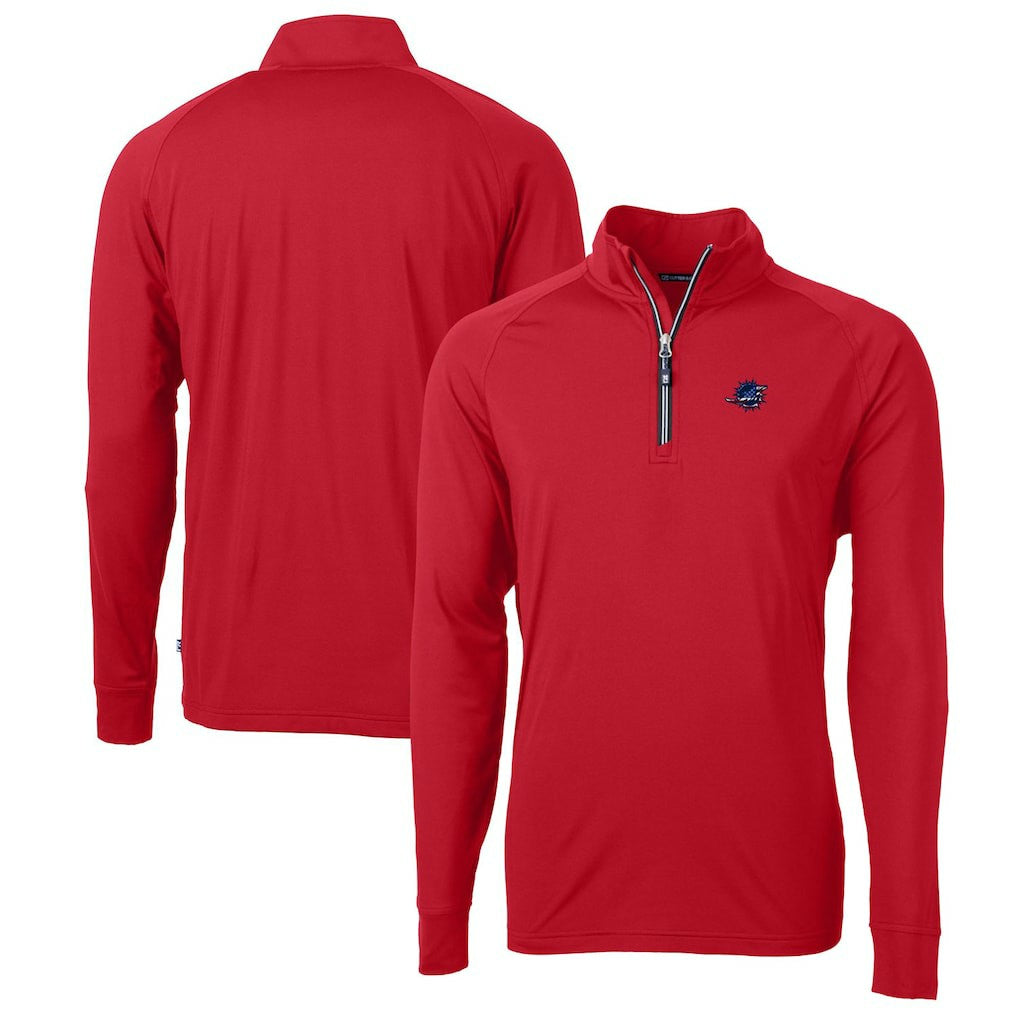 NFL Miami Dolphins Cutter & Buck Big & Tall Adapt Eco Knit Stretch Recycled Quarter-Zip Pullover Top