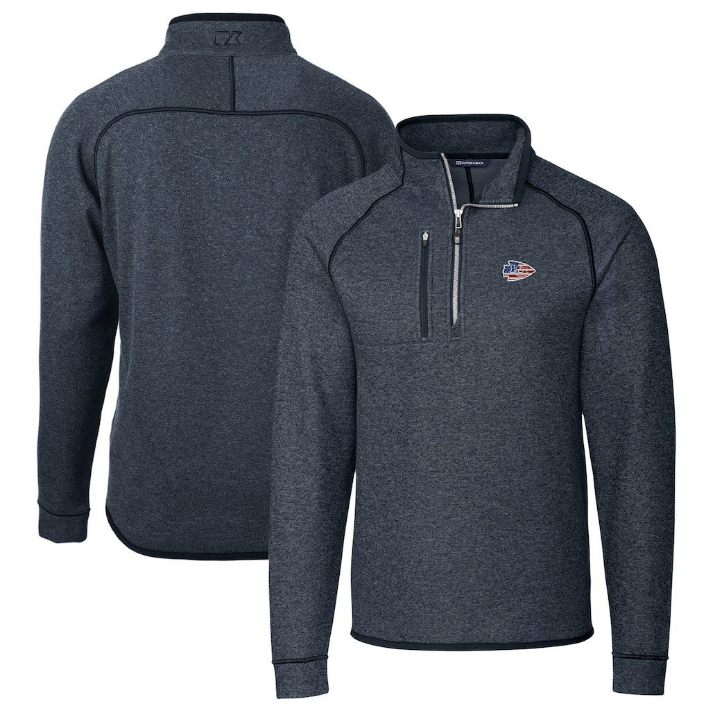 NFL Kansas City Chiefs Cutter & Buck Big & Tall Mainsail Sweater Knit Half-Zip Pullover Jacket