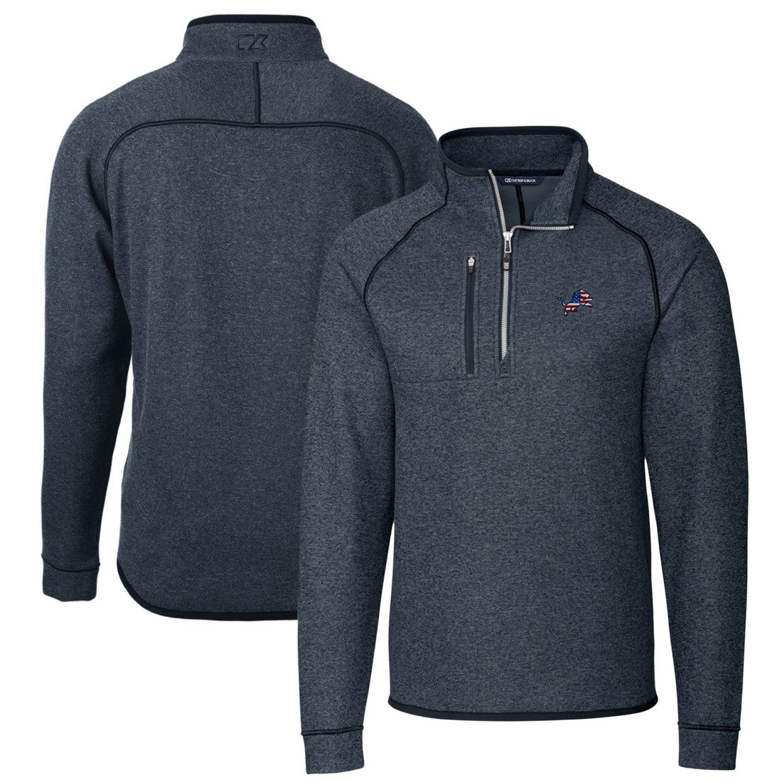 NFL Detroit Lions Cutter & Buck Big & Tall Mainsail Sweater Knit Half-Zip Pullover Jacket