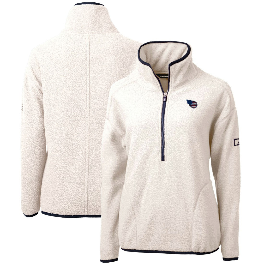NFL Tennessee Titans Cutter & Buck Women's Americana Cascade Eco Sherpa Fleece Half-Zip Pullover Jacket