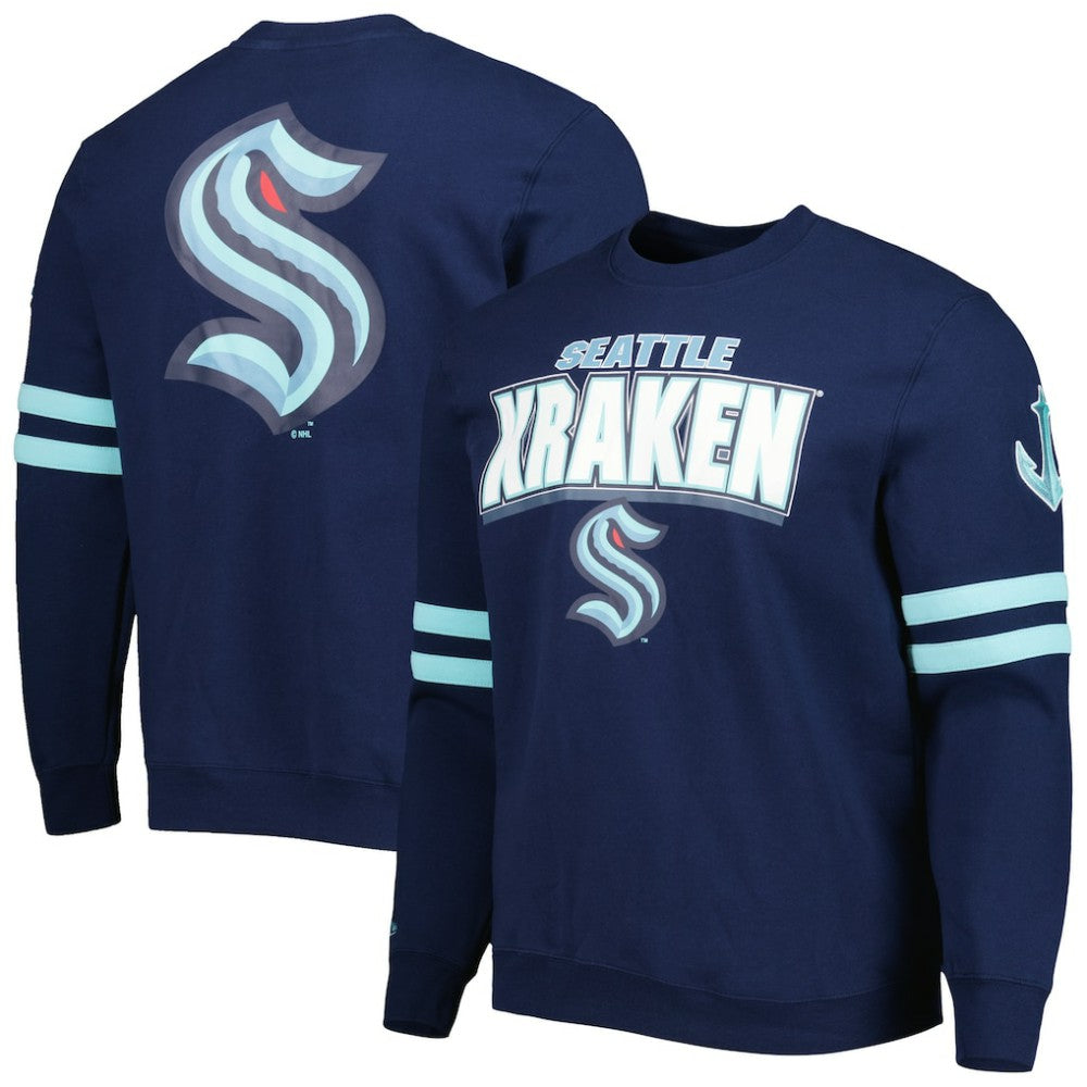 Seattle Kraken Mitchell & Ness Allover Logo Pullover Sweatshirt