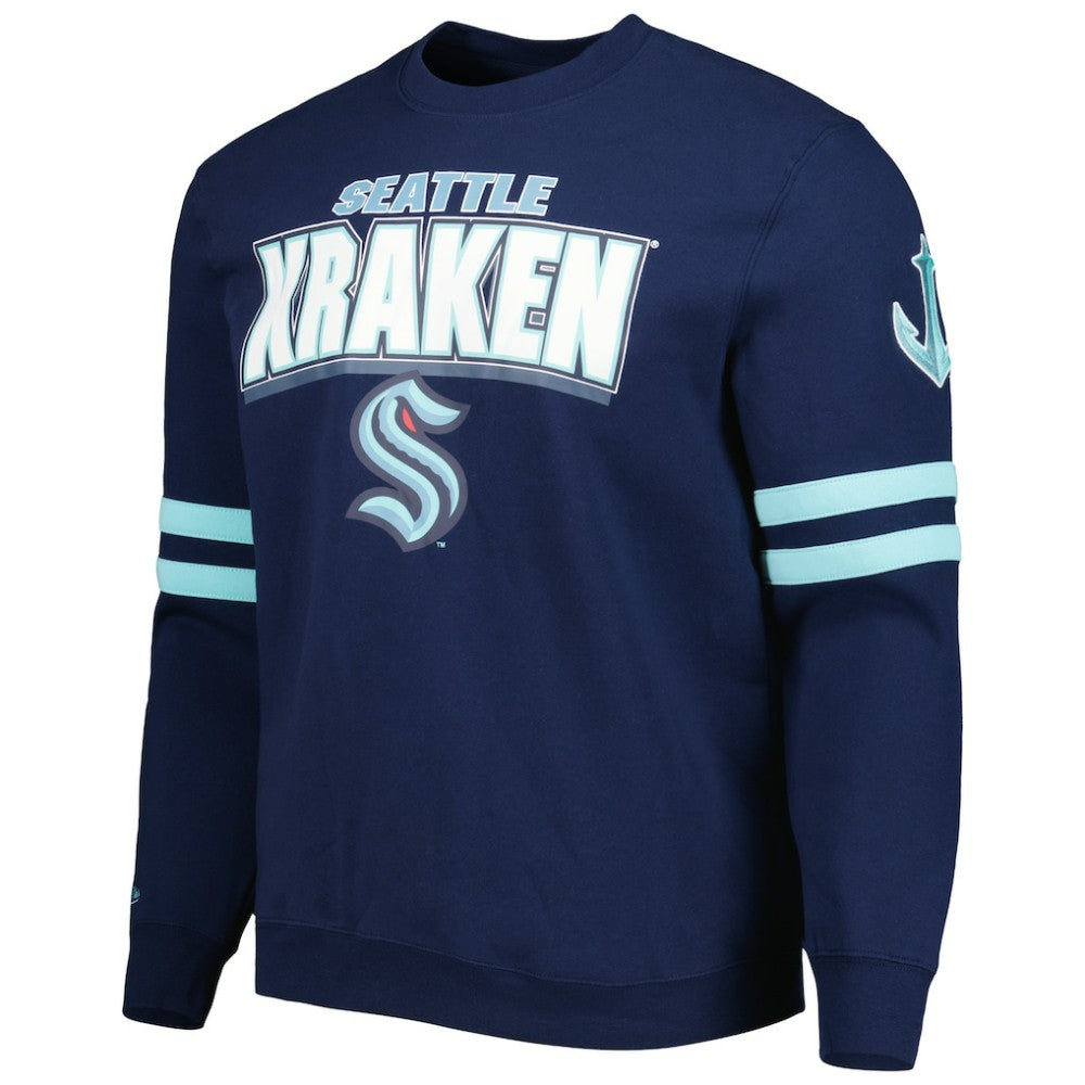 Seattle Kraken Mitchell & Ness Allover Logo Pullover Sweatshirt