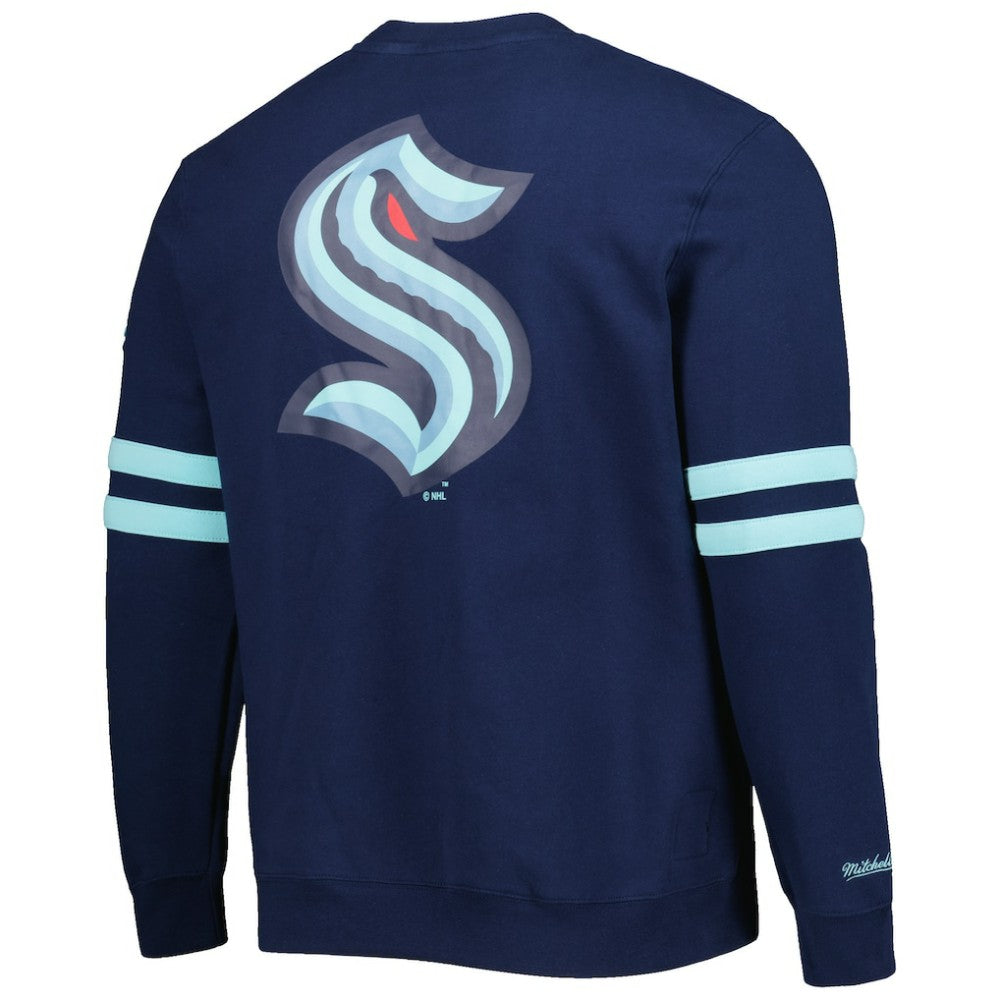 Seattle Kraken Mitchell & Ness Allover Logo Pullover Sweatshirt