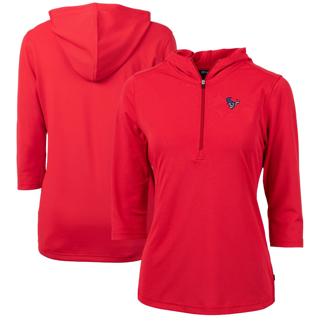 NFL Houston Texans Cutter & Buck Women's Virtue Eco Pique 3/4 Sleeve Half-Zip Pullover Hoodie