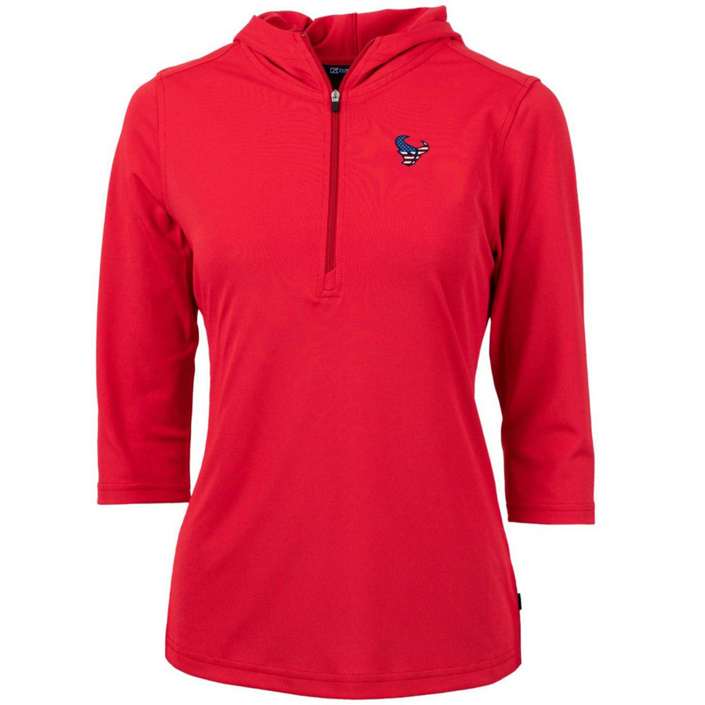 NFL Houston Texans Cutter & Buck Women's Virtue Eco Pique 3/4 Sleeve Half-Zip Pullover Hoodie