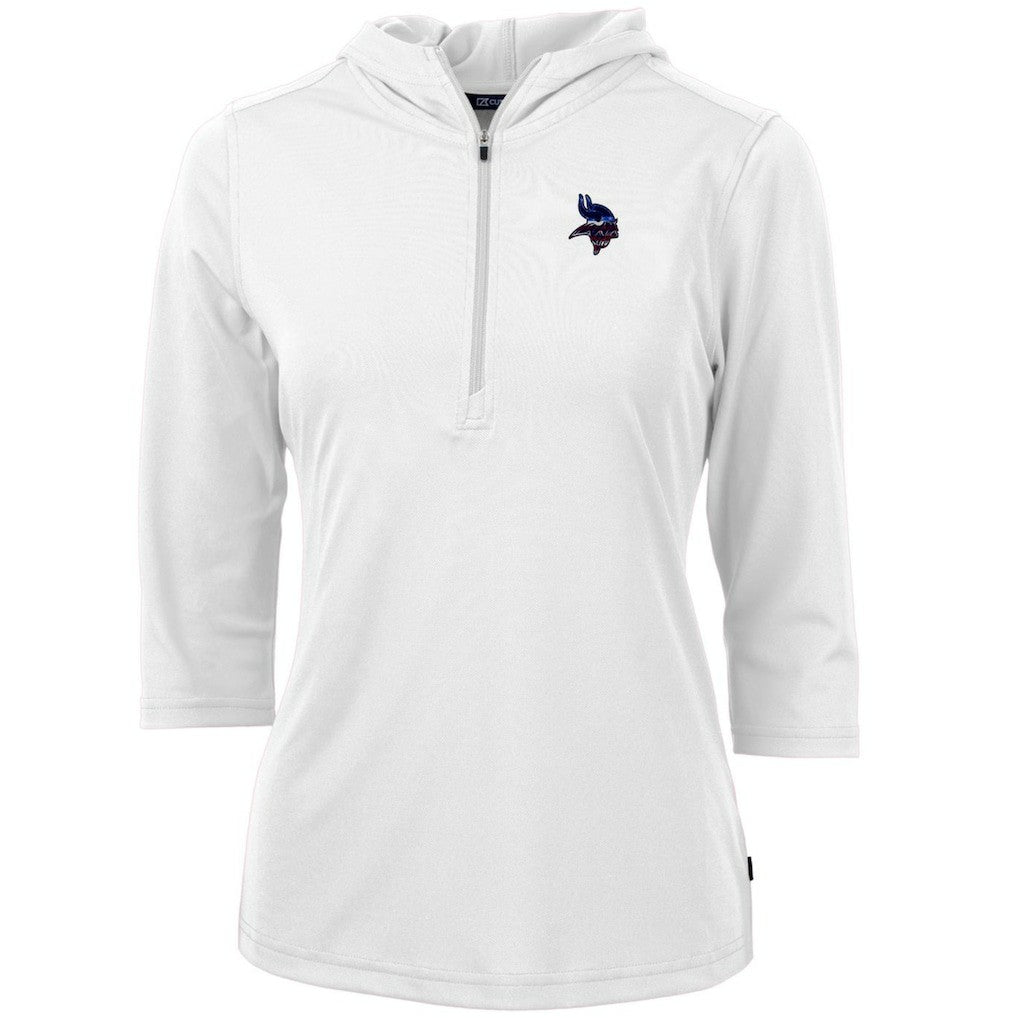 NFL Minnesota Vikings Cutter & Buck Women's Virtue Eco Pique 3/4 Sleeve Half-Zip Pullover Hoodie