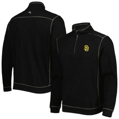 San Diego Padres Tommy Bahama Tobago Bay Tri-Blend Quarter-Zip Sweatshirt - Black
