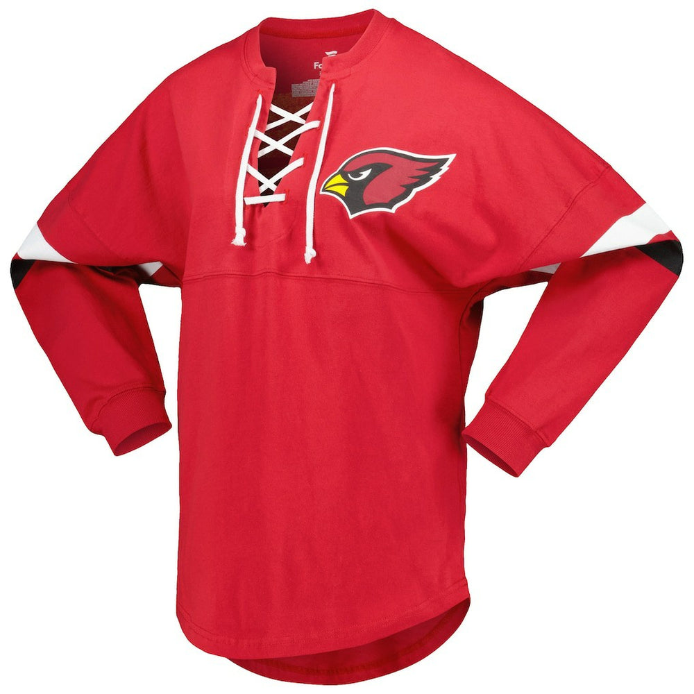 NFL Arizona Cardinals Women's Spirit Jersey Lace-Up V-Neck Long Sleeve T-Shirt