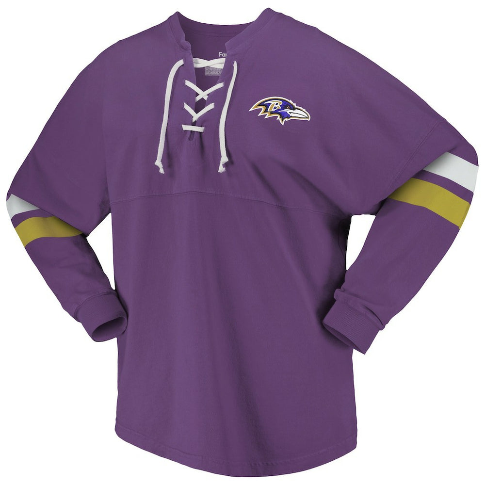 NFL Baltimore Ravens Women's Spirit Jersey Lace-Up V-Neck Long Sleeve T-Shirt