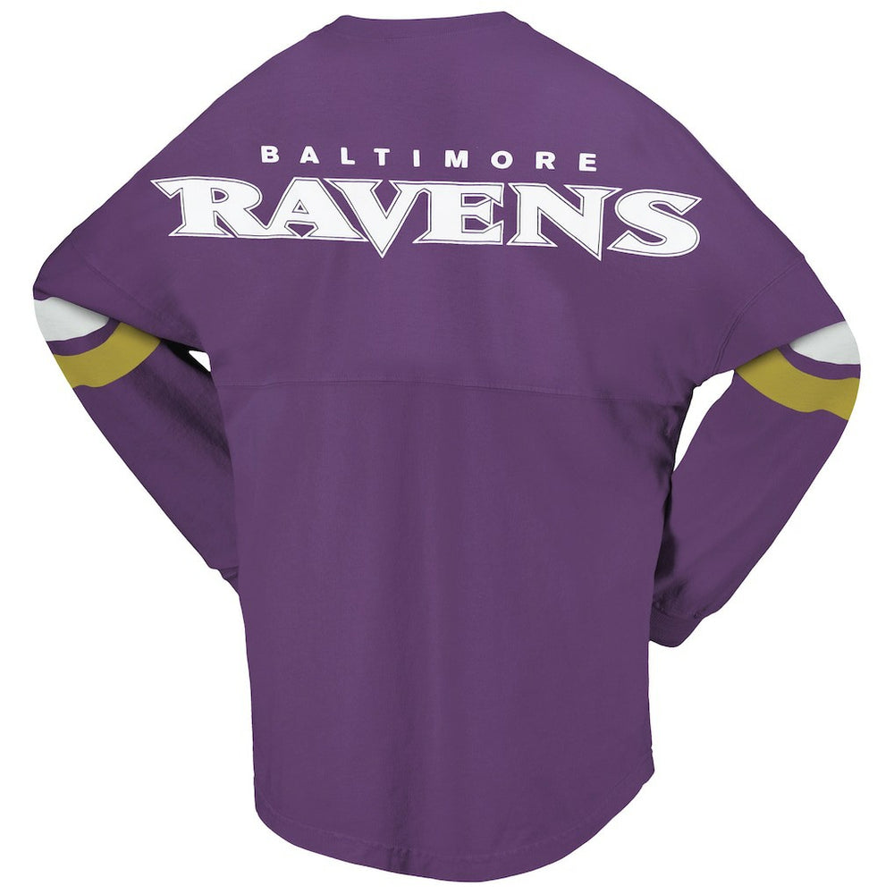 NFL Baltimore Ravens Women's Spirit Jersey Lace-Up V-Neck Long Sleeve T-Shirt