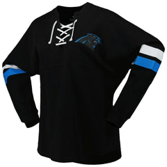 NFL Carolina Panthers Women's Spirit Jersey Lace-Up V-Neck Long Sleeve T-Shirt