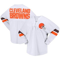 NFL Cleveland Browns Women's Spirit Jersey Lace-Up V-Neck Long Sleeve T-Shirt