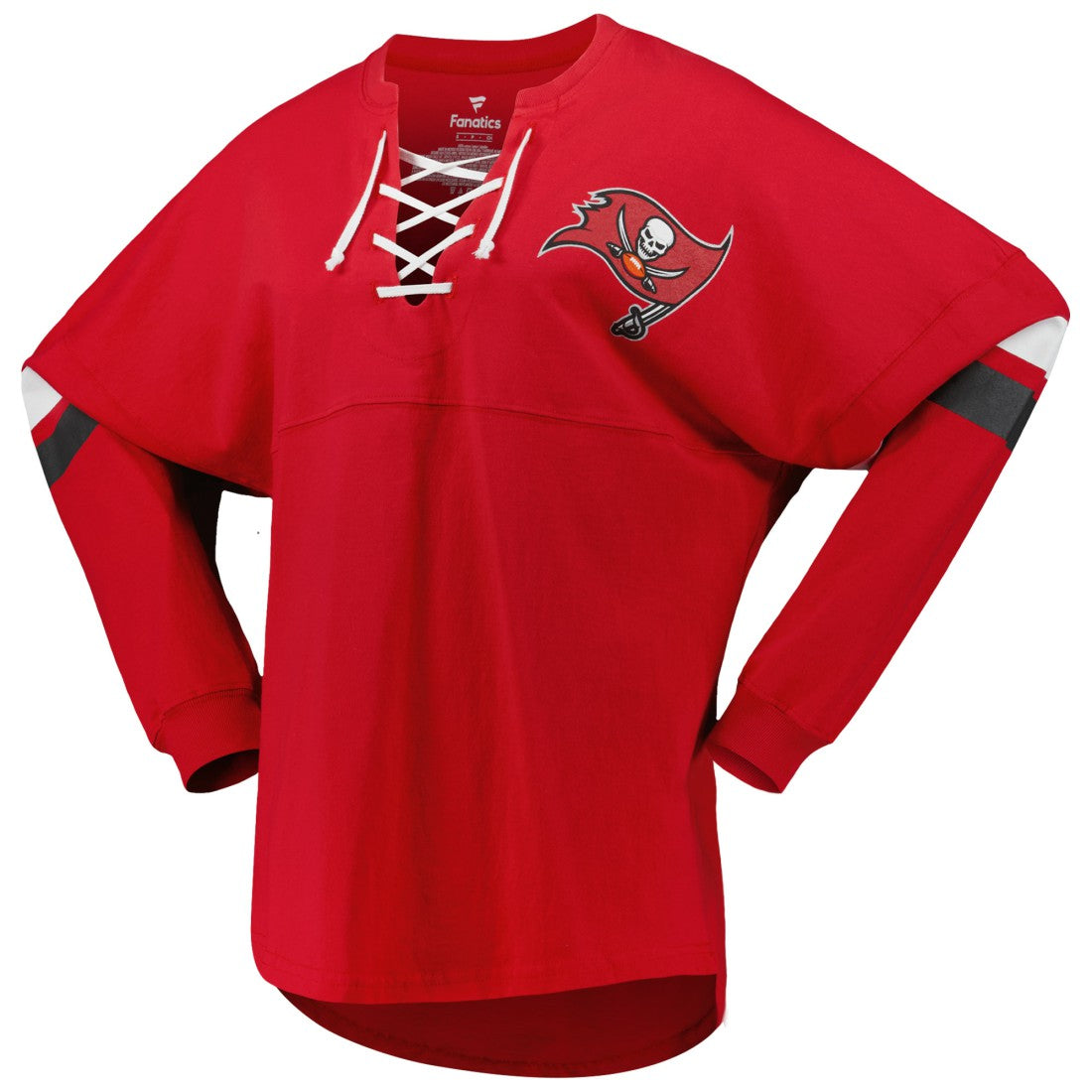 NFL Tampa Bay Buccaneers Women's Spirit Jersey Lace-Up V-Neck Long Sleeve T-Shirt