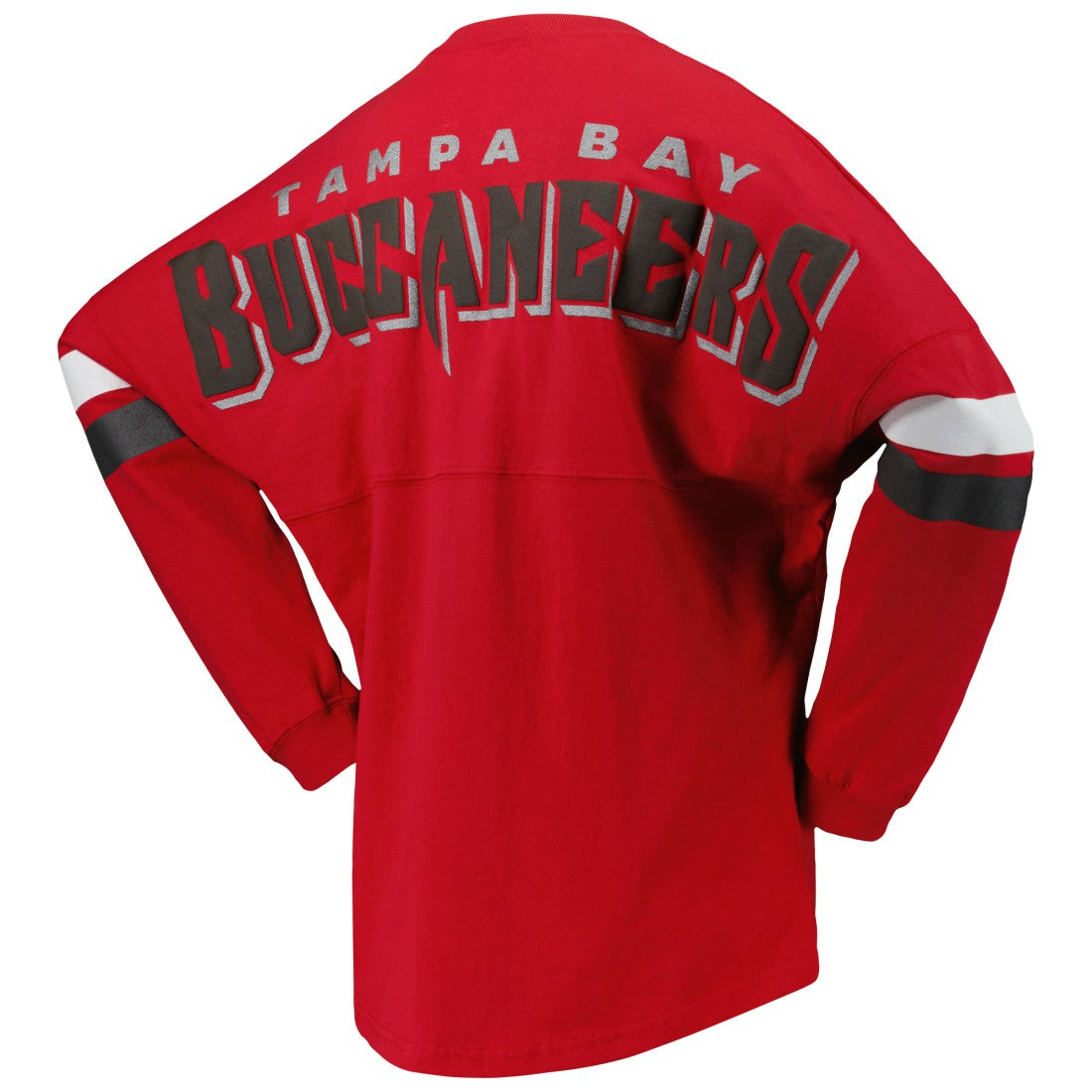 NFL Tampa Bay Buccaneers Women's Spirit Jersey Lace-Up V-Neck Long Sleeve T-Shirt